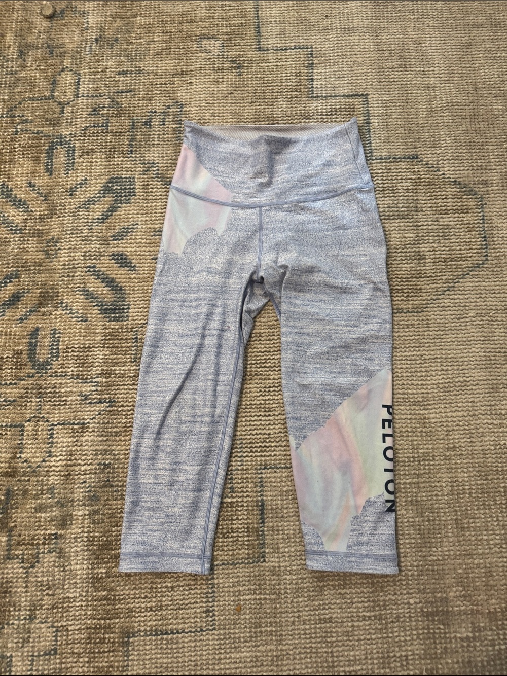 Peloton Women’s Heather Gray Capri Leggings with Pastel Accent